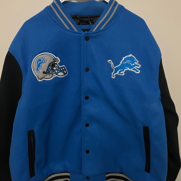 Detroit Lions NFL Team Apparel Quilt Lined Varsity Bomber Jacket Mens XL NWT - Picture 4 of 12